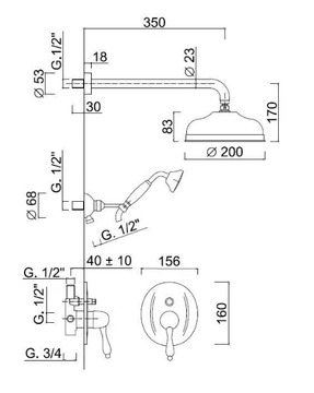 CLASSIC REVOLUTION - PRAGA - F7511KBCE - Single handle shower set with diverter by Rubinetteria Giulini - view 3